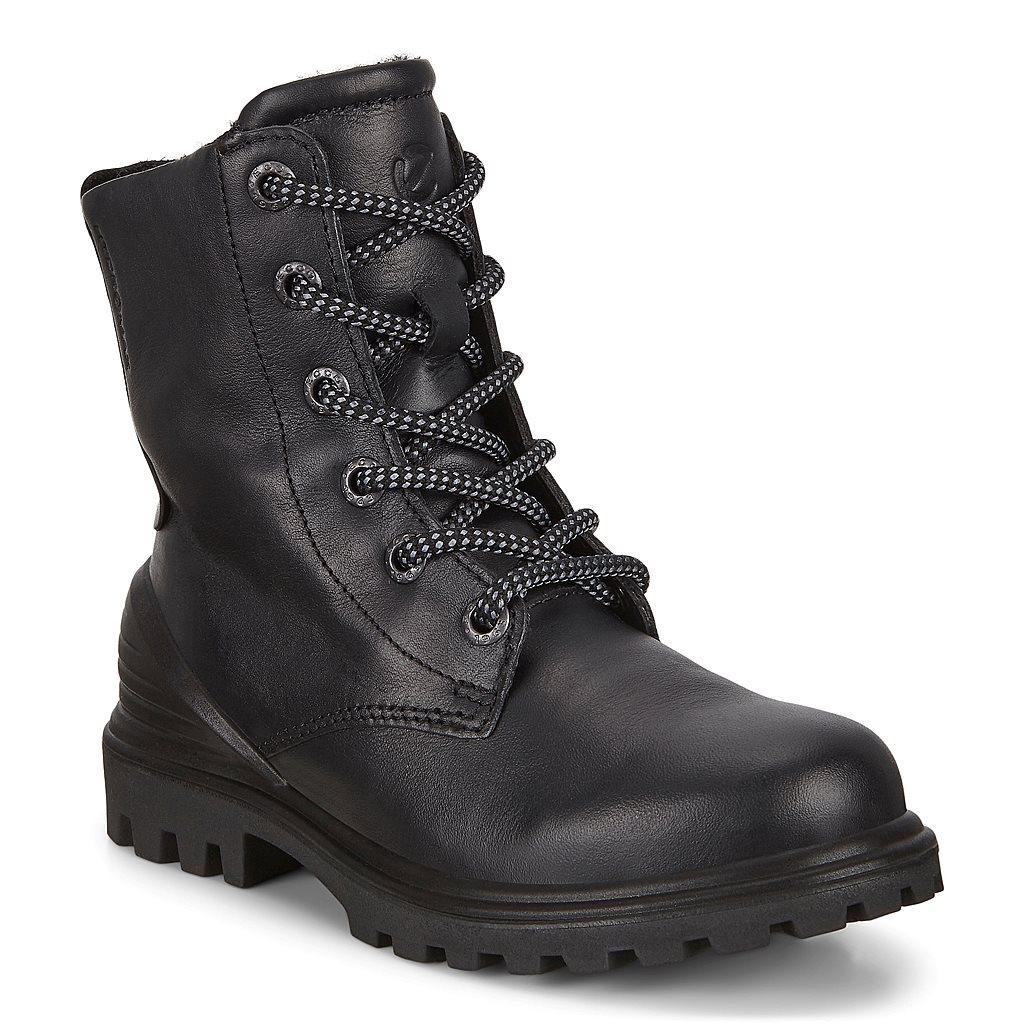 Ecco Tredtray K Boys Lace Up Outdoor Boots In Black Sales - India BGX-794508